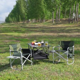 Set of 3, Folding Outdoor Table and Chairs Set for Indoor, Outdoor Camping, Picnics, Beach,Backyard, BBQ, Party, Patio, Black/Green