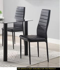 Modern Style Black Metal Finish Side Chairs 2pc Set Faux Leather Upholstery Contemporary Dining Room Furniture