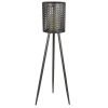 Decmode Large Round Pierced Black Metal Lantern Candle Holder with Tripod Base & Quatrefoil Pattern, 8' x 32'