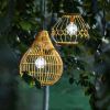 Teamson Home Solar Powered Wicker Pendant Light with Remote Control, Brown