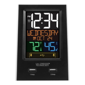 La Crosse Technology LCD Black Desktop Dual USB Charging Station with Alarm, C86224