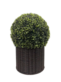 20" Ball Topiary in Woven Pot, Artificial Faux Plant for indoor and outdoor