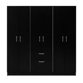 Six Doors Armoire Maya, Bedroom, Black / White