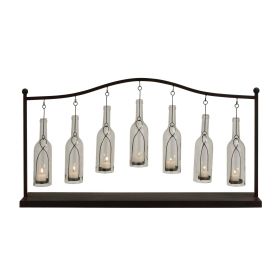 DecMode 7 Holder Black Metal Hanging Bottle Decorative Candle Lantern