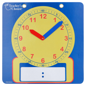 Educational Demonstration Teaching Clock with Erasable Writing Surface, Yellow
