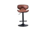 Bar Stools Set of 2 Counter Height, Swivel Barstools with Footrest and Back, Height Adjustable Modern Bar Chairs, Vintage Leather, Retro Brown