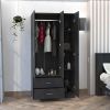 Three Door Armoire Clark, Bedroom, Black