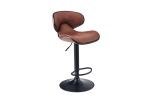 Bar Stools Set of 2 Counter Height, Swivel Barstools with Footrest and Back, Height Adjustable Modern Bar Chairs, Vintage Leather, Retro Brown