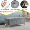 Tufted Storage Ottoman Bench For Bedroom End Of Bed Large Upholstered Storage Benches Footrest With Crystal Buttons For Living Room Entryway (Grey)