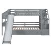 Twin over Twin Bunk Bed with Storage Staircase, Slide and Drawers, Desk with Drawers and Shelves, Gray(Expected Arrival Time: 1.17)