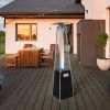 Bosonshop Outdoor Patio Heater, Pyramid Standing Gas LP Propane Heater With Wheels 89 Inches Tall 42000 BTU For Commercial Courtyard (Black)