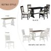 TREXM 5-Piece Retro Dining Set, Rectangular Wooden Dining Table and 4 Upholstered Chairs for Dining Room and Kitchen (Brown+White)
