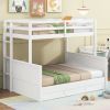 Wood Twin over Full Bunk Bed with Hydraulic Lift Up Storage, White
