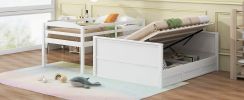 Wood Twin over Full Bunk Bed with Hydraulic Lift Up Storage, White