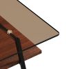 Rectangle Coffee Table, Tempered Glass Tabletop with Black Metal Legs, Modern Table for Living Room , Brown Glass