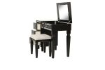 Traditional Formal Black Color Vanity Set w Stool Storage Drawers 1pc Bedroom Furniture Set Tufted Seat Stool