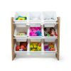 Kids' Journey Toy Storage Organizer with 9 Plastic Storage Bins Natural Wood/White