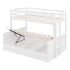 Wood Twin over Full Bunk Bed with Hydraulic Lift Up Storage, White
