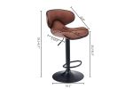 Bar Stools Set of 2 Counter Height, Swivel Barstools with Footrest and Back, Height Adjustable Modern Bar Chairs, Vintage Leather, Retro Brown