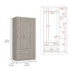 Three Door Armoire Clark, Bedroom, Light Gray
