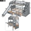Twin over Twin Bunk Bed with Storage Staircase, Slide and Drawers, Desk with Drawers and Shelves, Gray(Expected Arrival Time: 1.17)