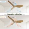 52 Inch Indoor Ceiling Fan With 6 Speed Remote Control 3 Solid Wood Blade Reversible DC Motor For Home