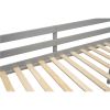Twin Size Wood Low Loft Bed with Ladder, ladder can be placed on the left or right, Gray