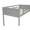 Twin Size Wood Low Loft Bed with Ladder, ladder can be placed on the left or right, Gray