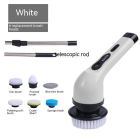 Dual-purpose Brush Handheld Strong Cleaning Gadget (Option: White 6 Heads-Chinese Manual)