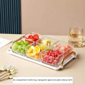 Dried Fruit Tray Living Room Home Glass Fruit Snack Dish Grid Candy Plate (Option: White Tray 1 6 Plates)