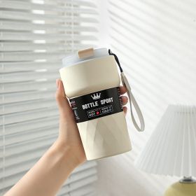 Intelligent Temperature Measuring Stainless Steel Coffee Double-layer Vacuum Cup (Option: Ordinary White-510ML)