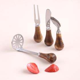 Cheese Knife Vertical Cheese Scraper Acacia Wooden Handle Butter Cake Coated Scraper Bread Toast Butter Knife Suit (Option: 4 Piece)