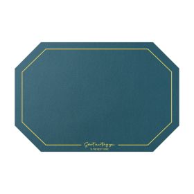 Octagonal Leather Placemat Waterproof Household Table Mat Heat Proof Mat Placemat (Option: Peacock Green)