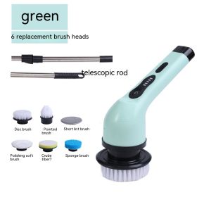 Dual-purpose Brush Handheld Strong Cleaning Gadget (Option: Green 6 Heads-English Manual)