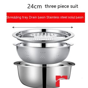 Stainless Steel Slicer Household Drain Basket (Option: 24cm threepiece set)