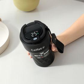 Intelligent Temperature Measuring Stainless Steel Coffee Double-layer Vacuum Cup (Option: Intelligent Style Black-510ML)