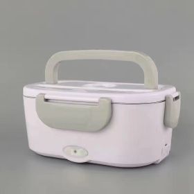 Insulated Lunch Box Large Capacity Heated Electric Lunch Box Stainless Steel Car Bento Box (Option: Silver Gray-European Standard)