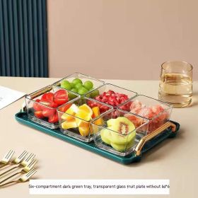 Dried Fruit Tray Living Room Home Glass Fruit Snack Dish Grid Candy Plate (Option: Green Tray 1 6 Plates)