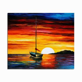 Frameless Abstract Sailing Seascape DIY Painting Handpainted Picture Painting On Canvas For Living Room Wall Artwork (size: 90x120cm)