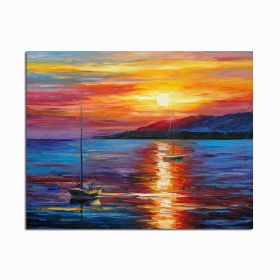 Modern Abstract Seascape Posters and Prints Wall Art Canvas Painting Sea Boat Decorative Pictures for Living Room Home Decor (size: 90x120cm)