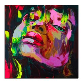 Handmade Home Decor Francoise Nielly Face Oil Painting Wall Art Picture Portrait Palette Knife Canvas Acrylic Texture Colourful No Framed (size: 100x100cm)