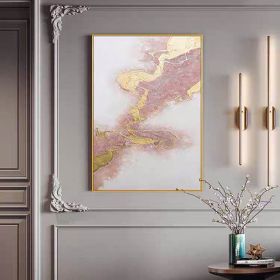 Top Selling Handmade Abstract Oil Painting Wall Art Modern Minimalist Pink Gold Foil Picture Canvas Home Decor For Living Room Bedroom No Frame (size: 150x220cm)