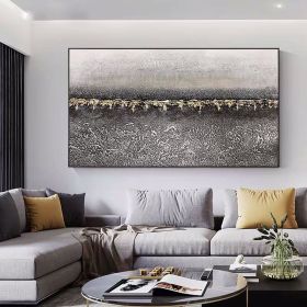 Top Selling Handmade Abstract Oil Painting Wall Art Modern Minimalist Gold Foil Picture Canvas Home Decor For Living Room Bedroom No Frame (size: 90x120cm)