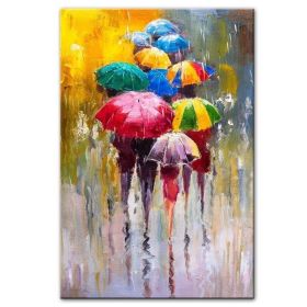 100% Hand Painted Abstract Oil Painting Wall Art Modern Figure Rain view On Canvas Home Decoration For Living Room No Frame (size: 60x90cm)