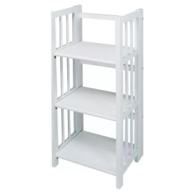 38" 3 Tier Folding Bookshelf (Color: White)