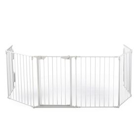 Metal Baby Playpen Fireplace Safety Fence;  Extra Wide Barrier Gate for Indoor Baby/Pet /Christmas Tree XH (Color: white-6 pieces)