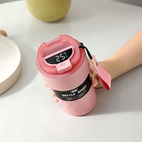 Intelligent Temperature Measuring Stainless Steel Coffee Double-layer Vacuum Cup (Option: Intelligent Style Pink-510ML)